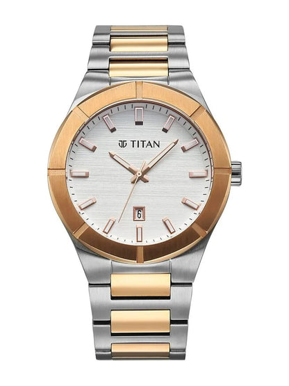 Titan Round White Dial Analog Watch - 90240KM01