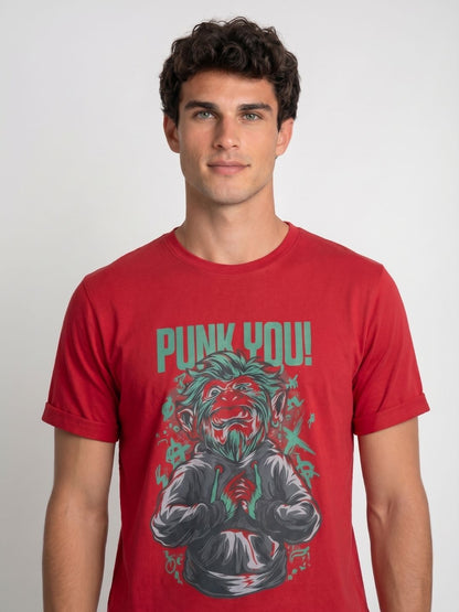 Mokajodi Red Slim Fit Graphic Print T-Shirt
