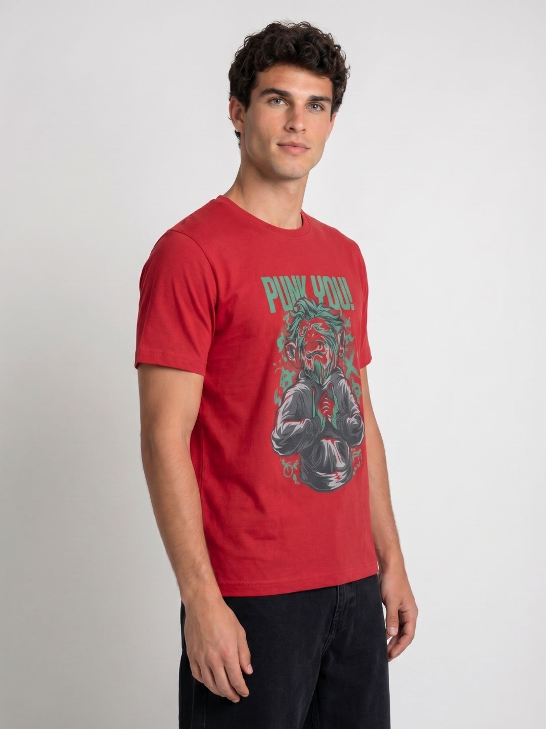 Mokajodi Red Slim Fit Graphic Print T-Shirt