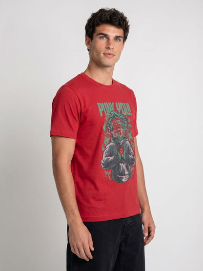 Mokajodi Red Slim Fit Graphic Print T-Shirt