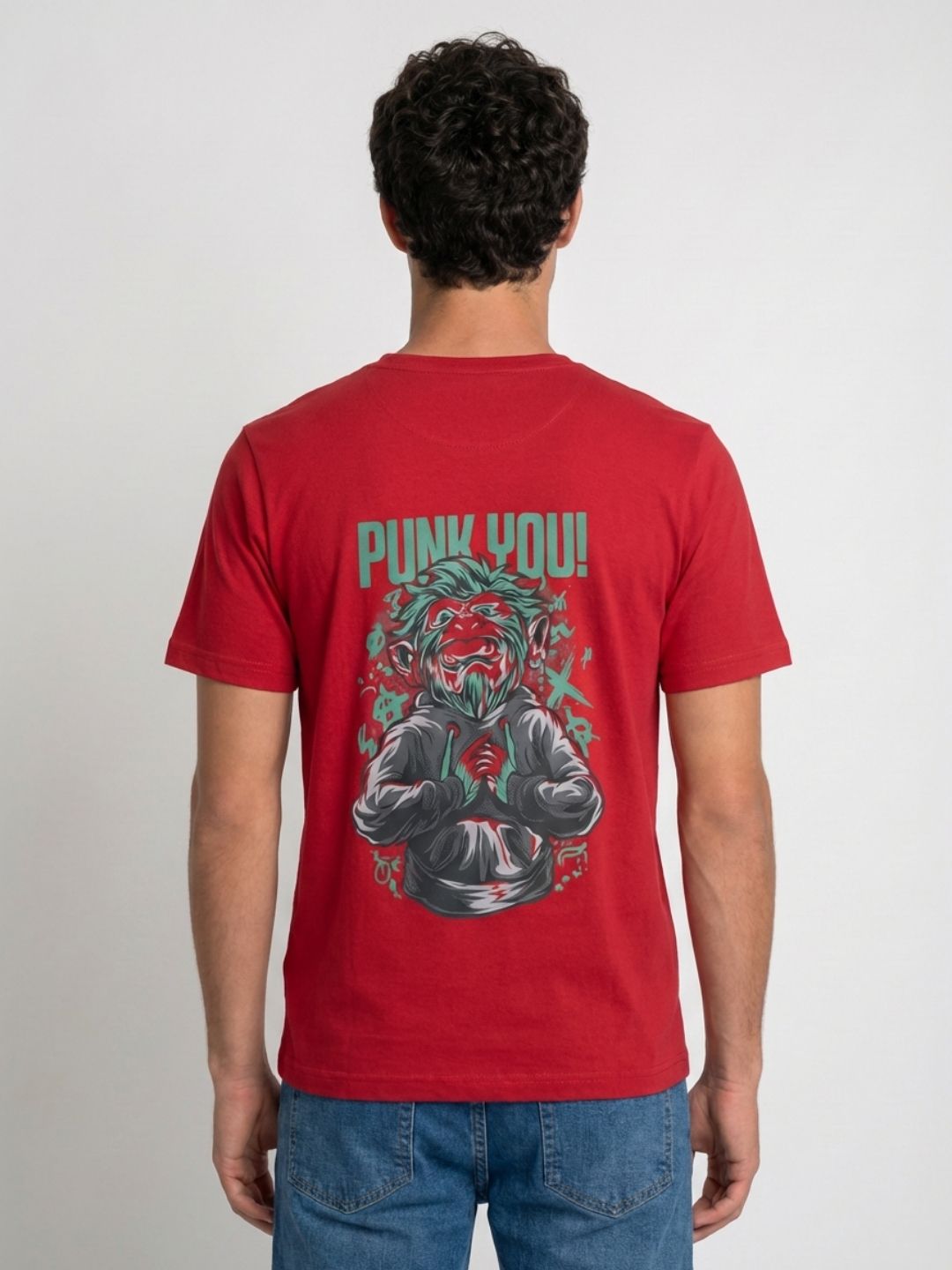 Mokajodi Red Slim Fit Graphic Print T-Shirt