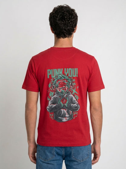 Mokajodi Red Slim Fit Graphic Print T-Shirt