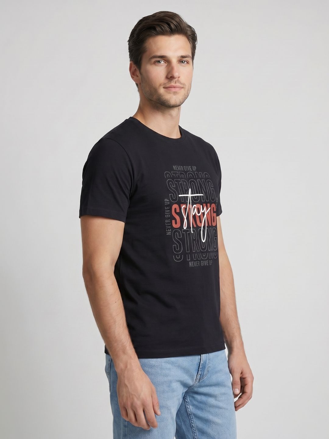 Mokajodi Black Slim Fit Graphic Print T-Shirt