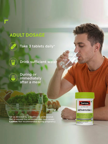Swisse Metabolism+ with Cinnamon Cassia for Digestion, Detox & Healthy Blood Sugar Support (60 Tablets)