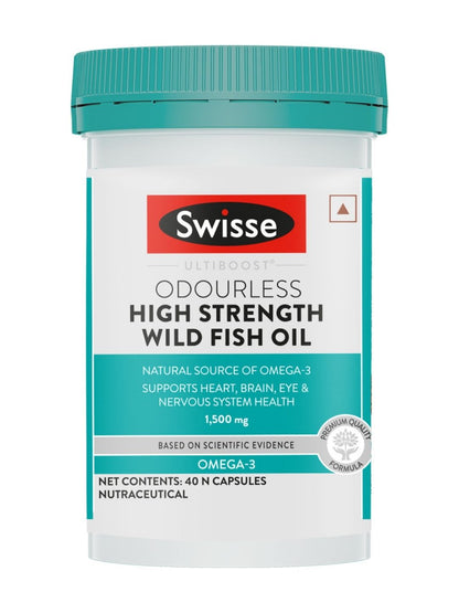 Swisse Fish Oil 1500mg Omega 3 for Highest Omega-3 Content in One Capsule (40 Capsules)