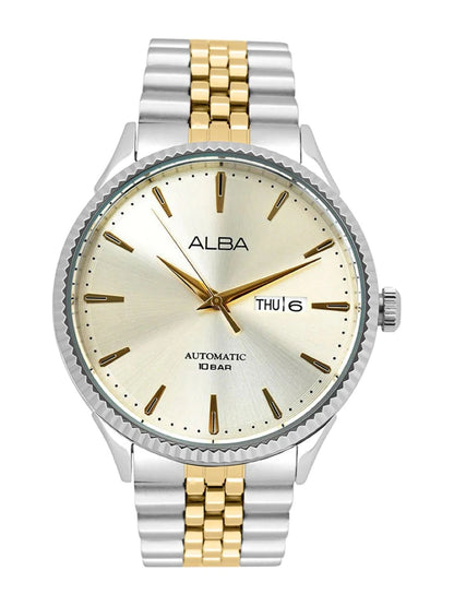 Alba Oval Cream-Coloured Dial Analog Watch With Metal Strap - AL4233X1