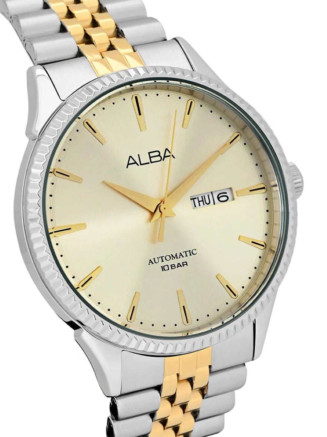 Alba Oval Cream-Coloured Dial Analog Watch With Metal Strap - AL4233X1