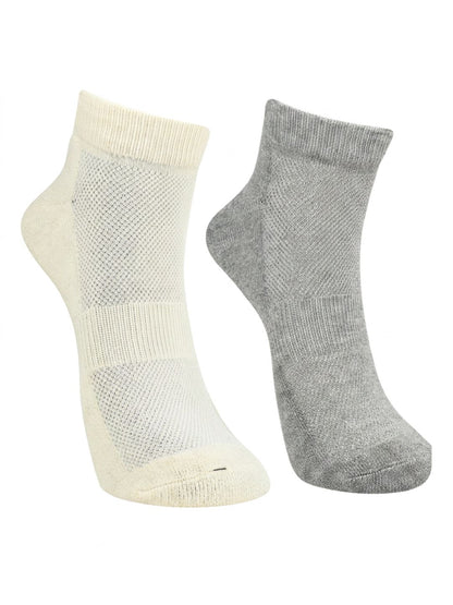 Bamboology Gray & White Ultra Soft Ankle Length Socks (Pack of 2)