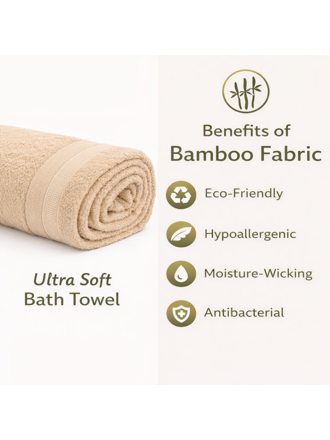 Bamboology Beige Luxuriously Soft Bath Towel
