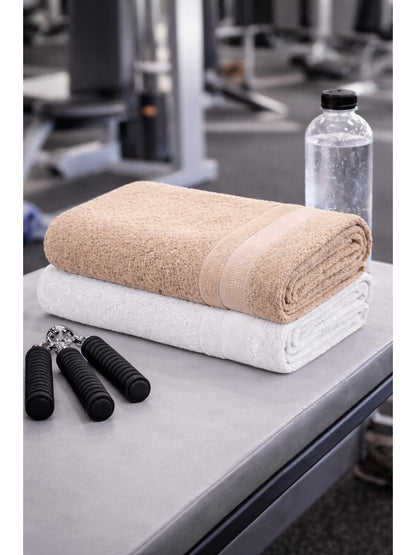 Bamboology Beige & White Ultra Soft Bath Towel Pack of 2
