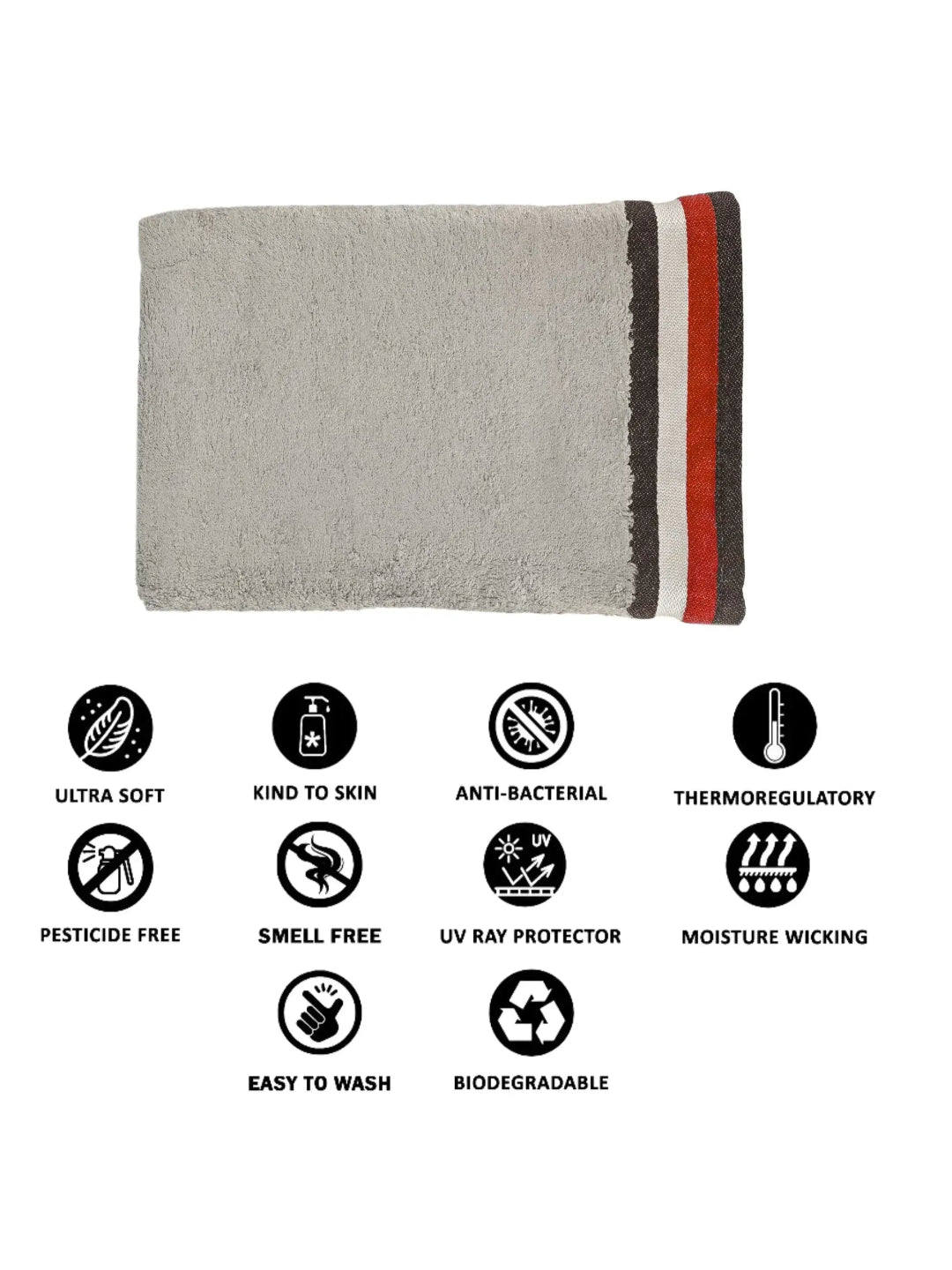 Bamboology Gray Ultra Soft Quick Dry Bath Towel
