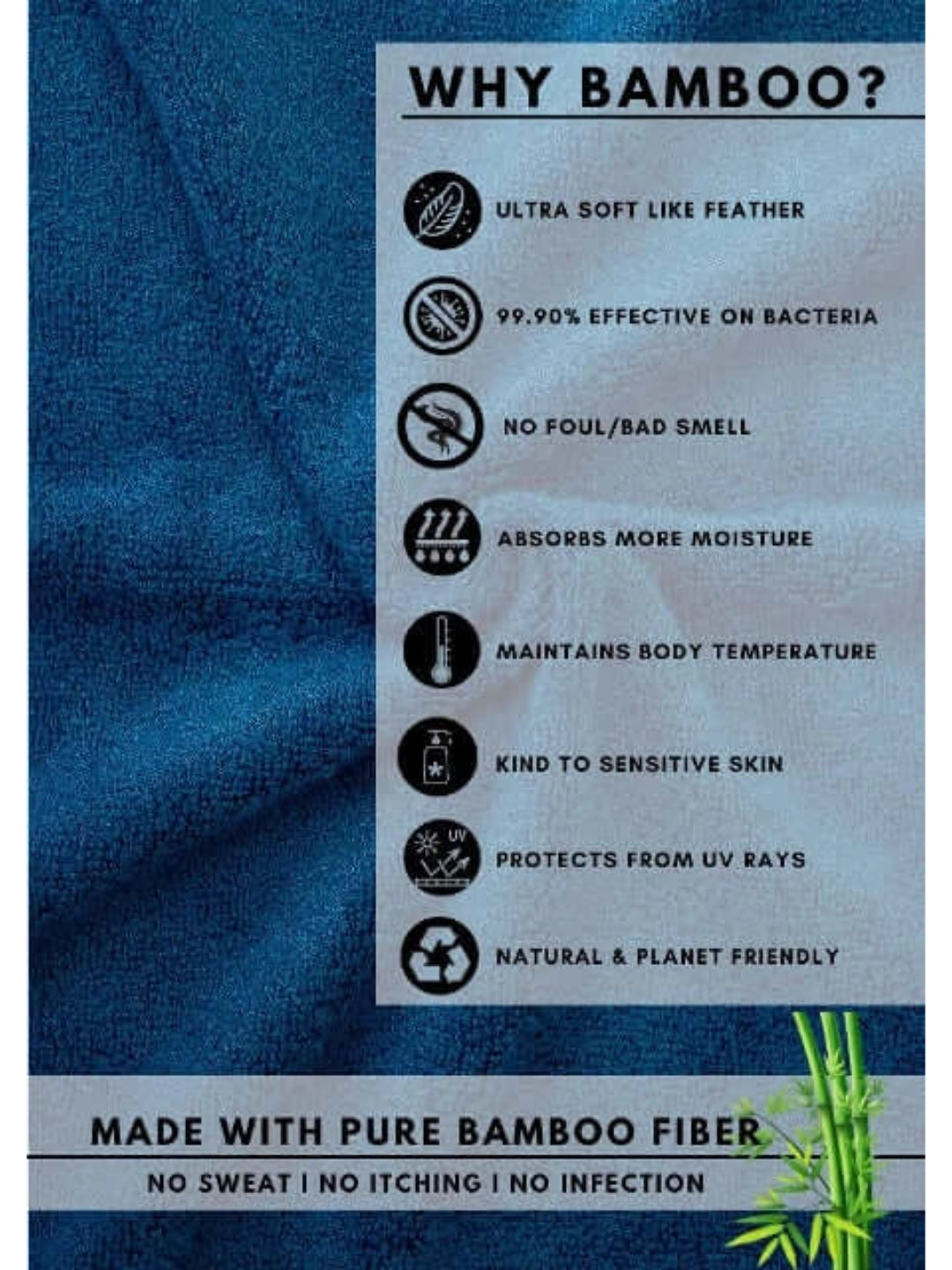 Bamboology Navy Ultra Soft Quick Dry Bath Towel