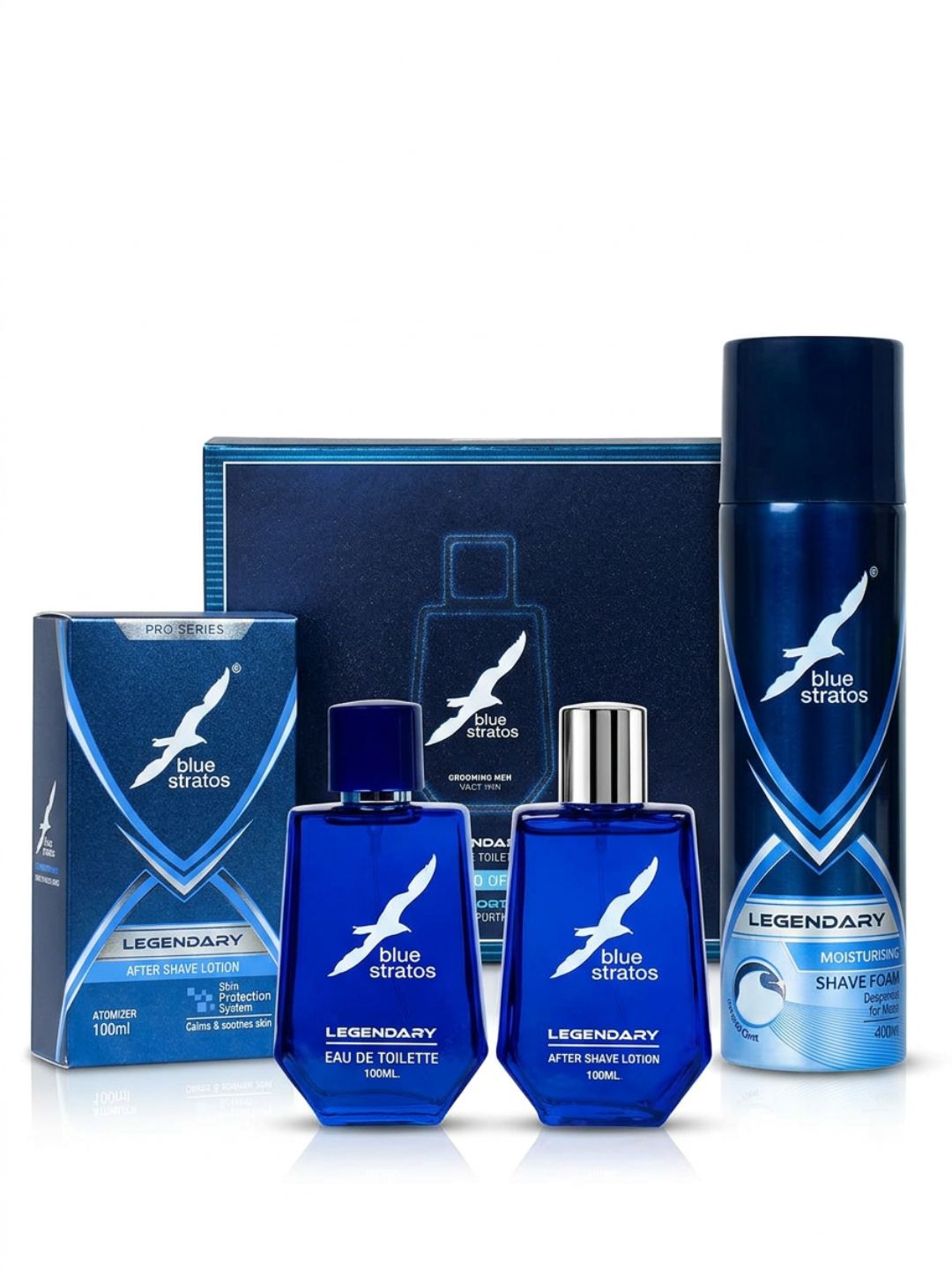 Blue Stratos Legendary Grooming Combo | Eau de Toilette, After Shave Lotion & Shaving Foam