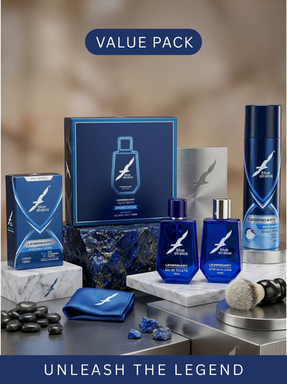 Blue Stratos Legendary Grooming Combo | Eau de Toilette, After Shave Lotion & Shaving Foam