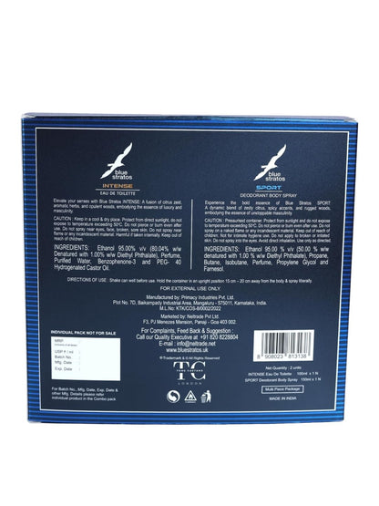 Blue Stratos Intense Eau de Toilette with  Free Deo (100ml)