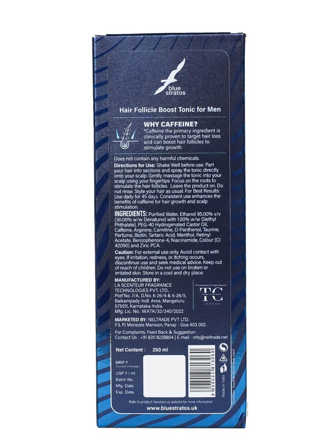 Blue Stratos Hair Follicle Boost Tonic for Men  (250ml)