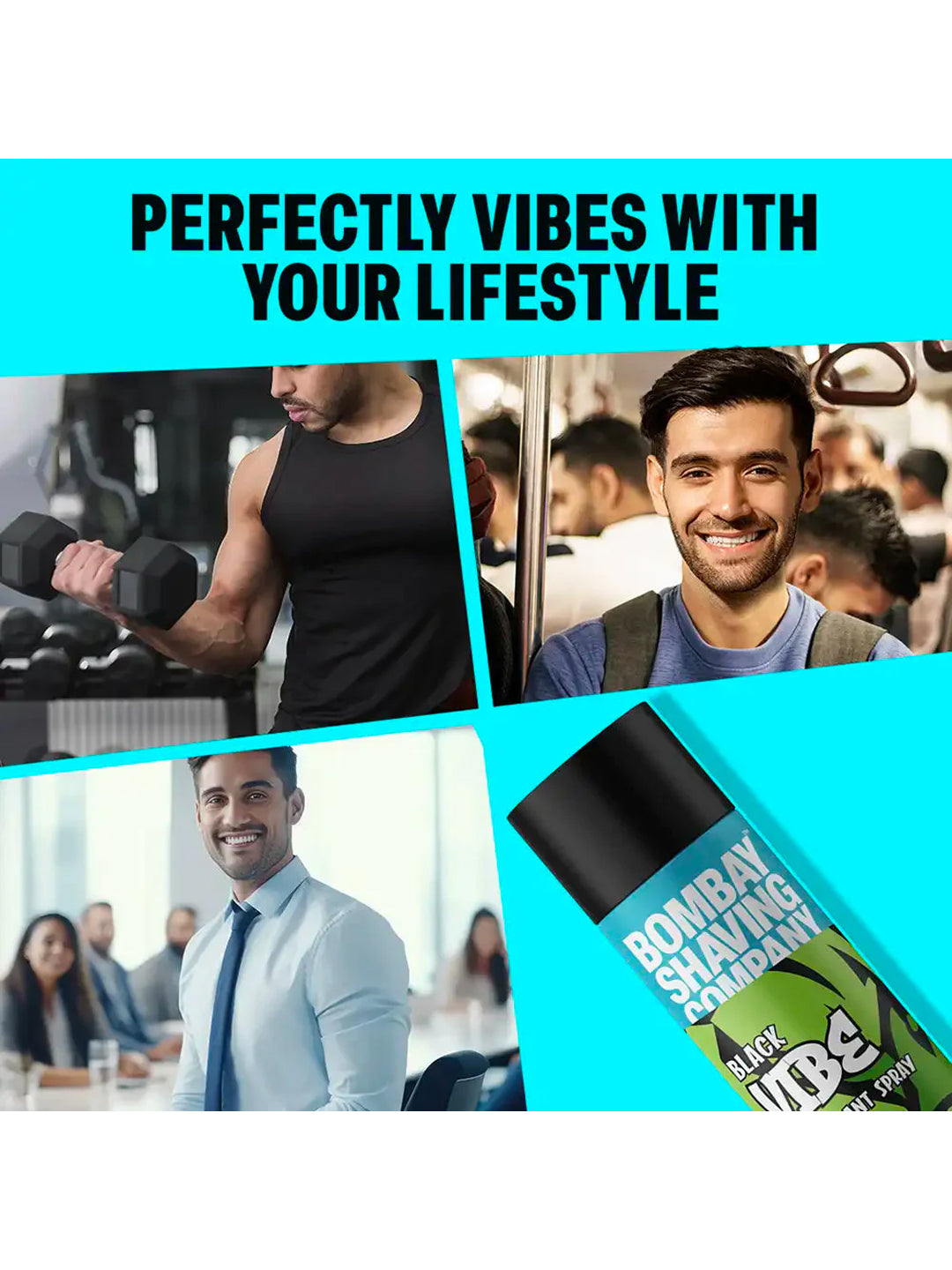 Bombay Shaving Company Black Vibe Deodorant Spray 150ml (Pack of 2)
