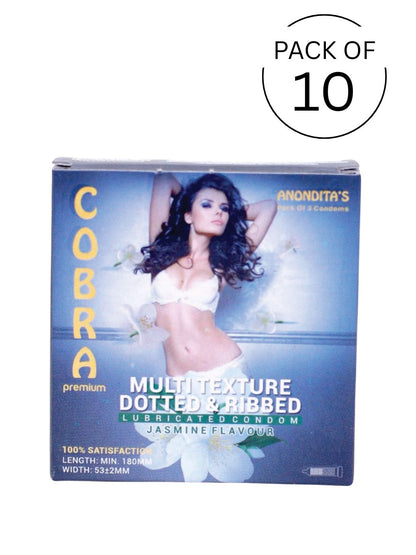 Cobra Premium-Multi Texture Dotted & Ribbed Jasmine Flavoured Condoms (Lubricated)