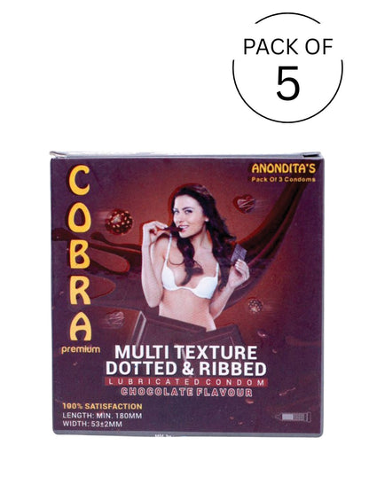 Cobra Premium-Multi Texture Dotted & Ribbed Chocolate Flavoured Condoms (Lubricated)