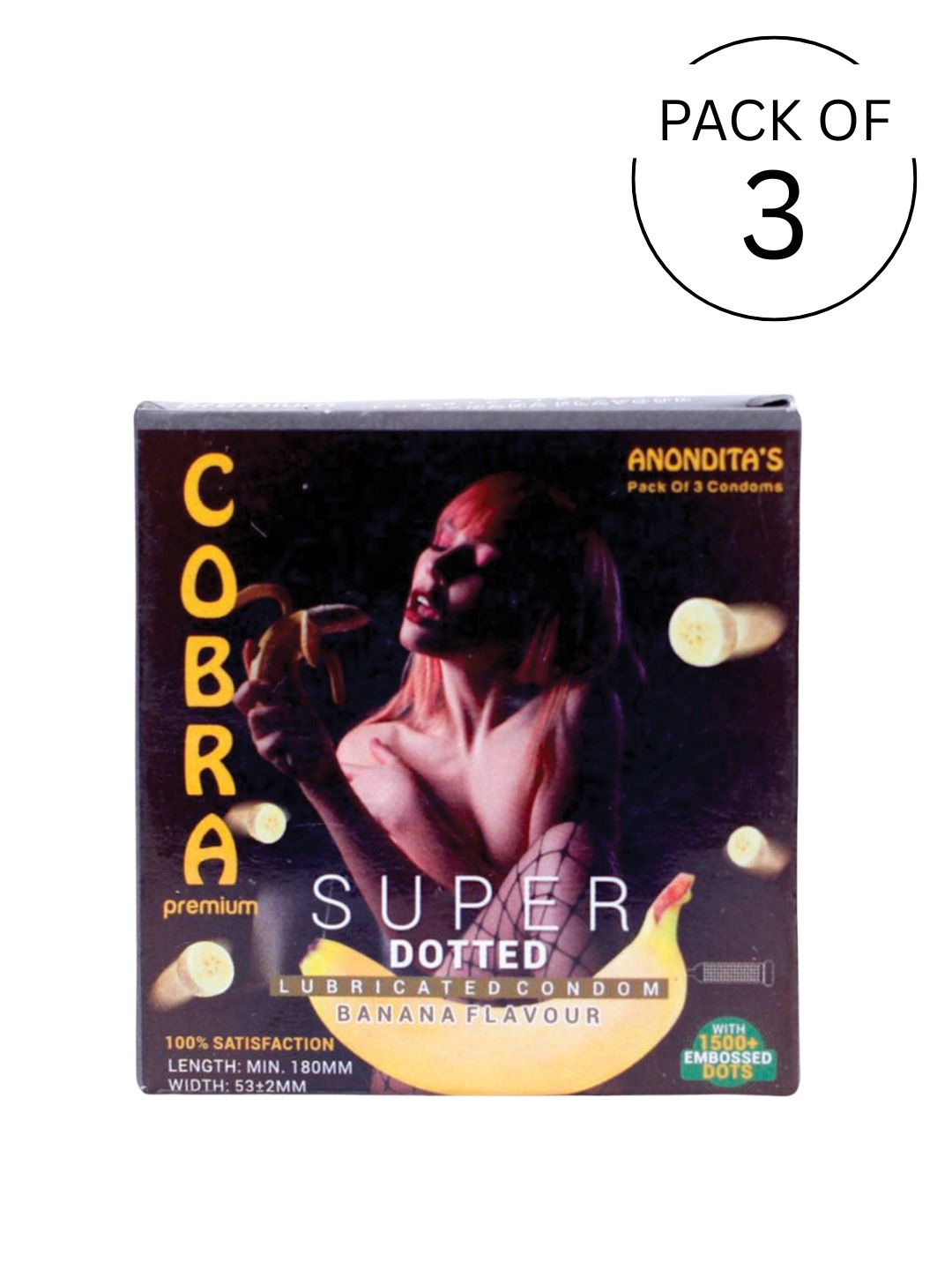 Cobra Premium-Super Dotted Banana Flavoured Condoms (Lubricated)