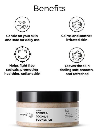 Brillare Coffee & Coconut Body Scrub Energized & Moisturised Skin (200g)