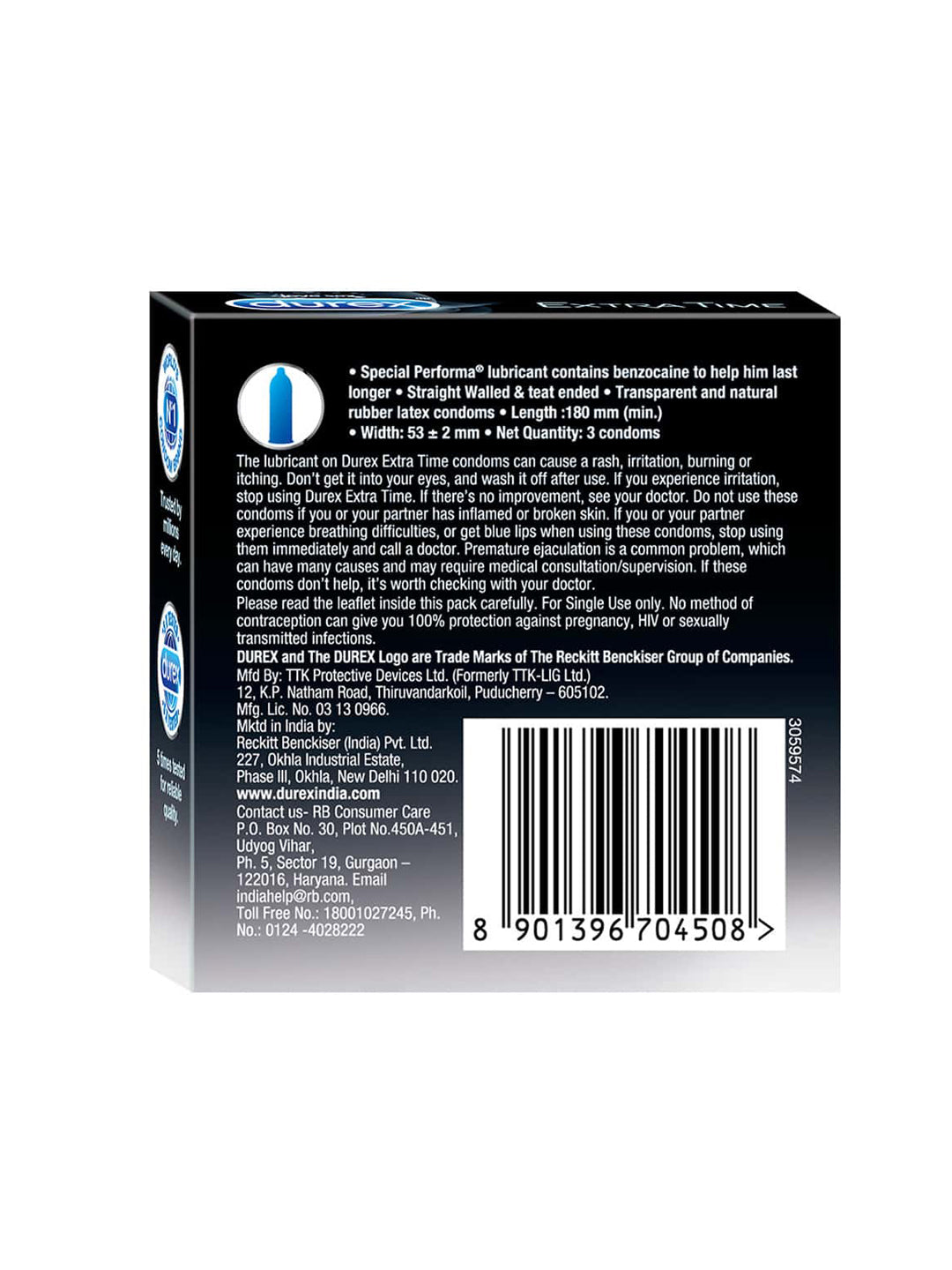 Durex Extra Time Condoms (3 in each pack)