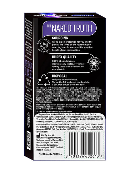 Durex Extra Time Ultra Thin Condoms (10 in each pack)