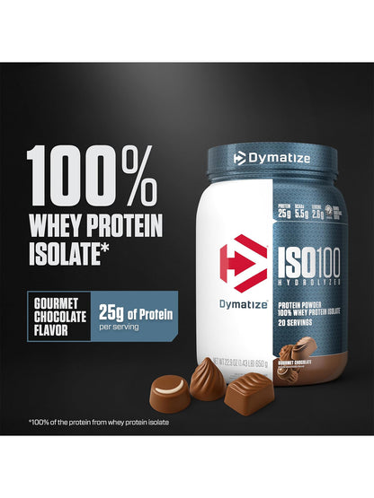 Dymatize ISO100 Hydrolyzed Whey Protein Isolate Gourmet Chocolate Powder 640g