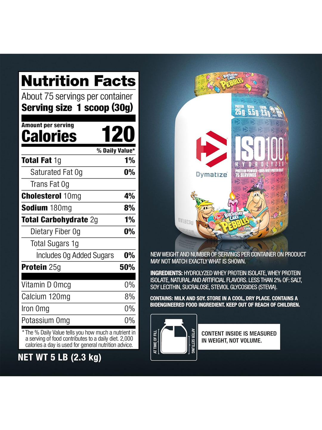 Dymatize ISO100 Hydrolyzed Whey Protein Birthday Cake Pebbles 2.3 kg