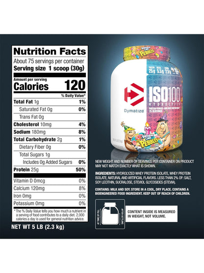 Dymatize ISO100 Hydrolyzed Whey Protein Birthday Cake Pebbles 2.3 kg