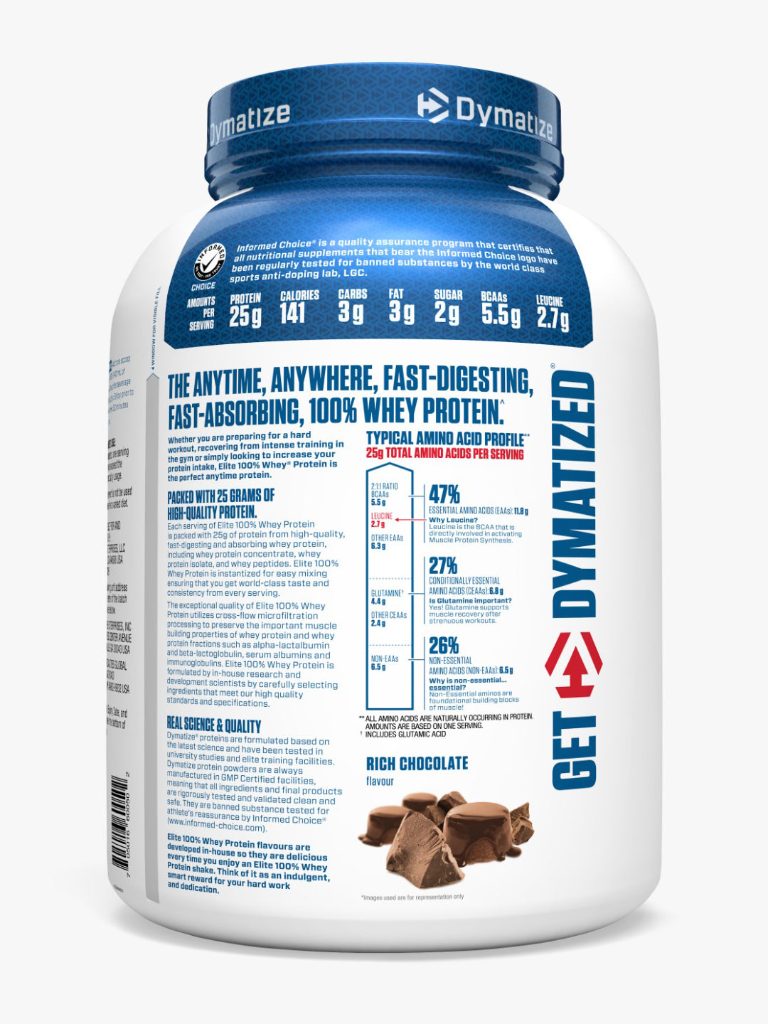 Dymatize Elite 100% Whey Protein Cookies & Cream Powder 2.3 kg