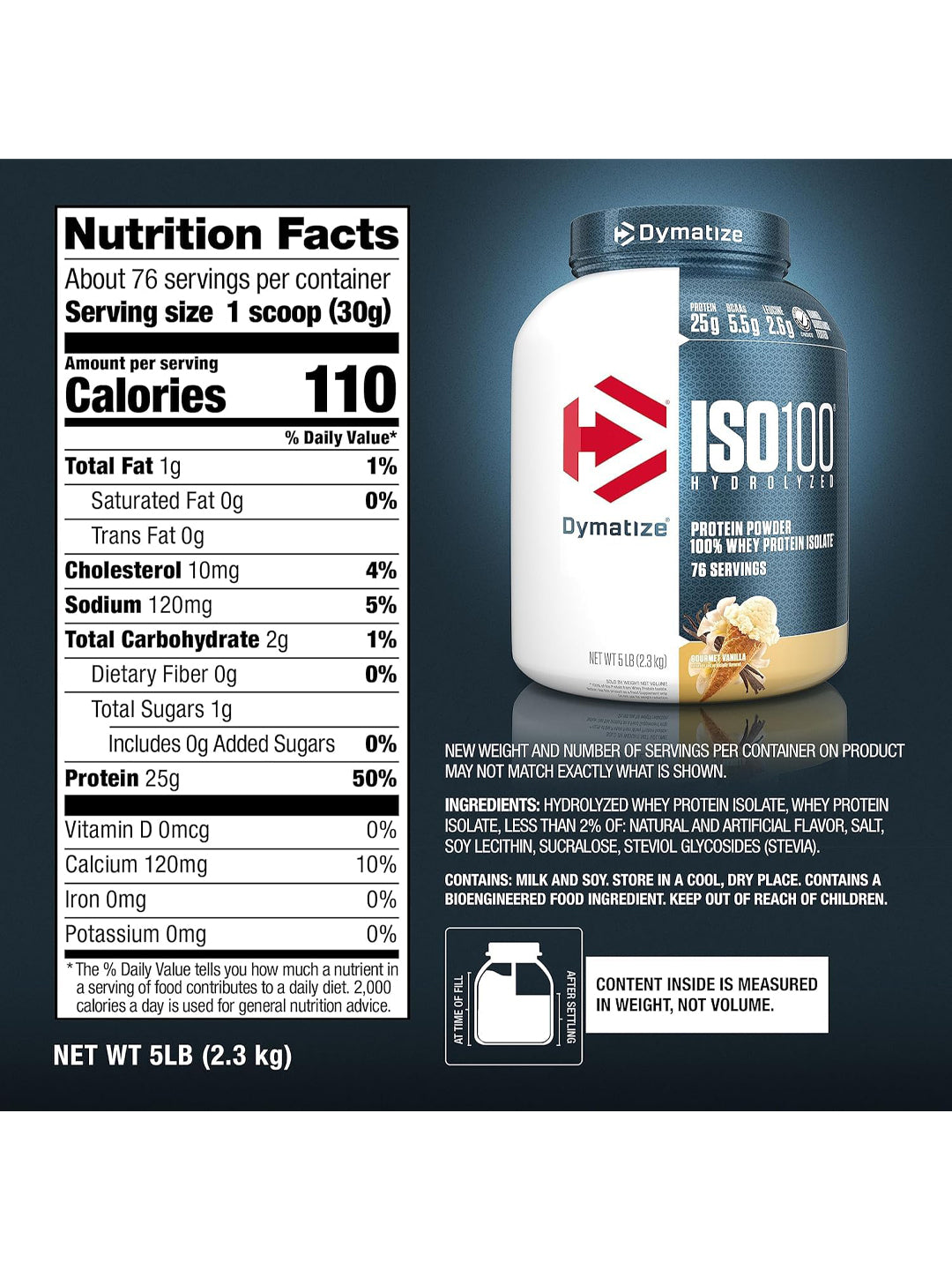 Dymatize ISO100 Hydrolyzed Whey Protein Isolate Powder 2.3kg