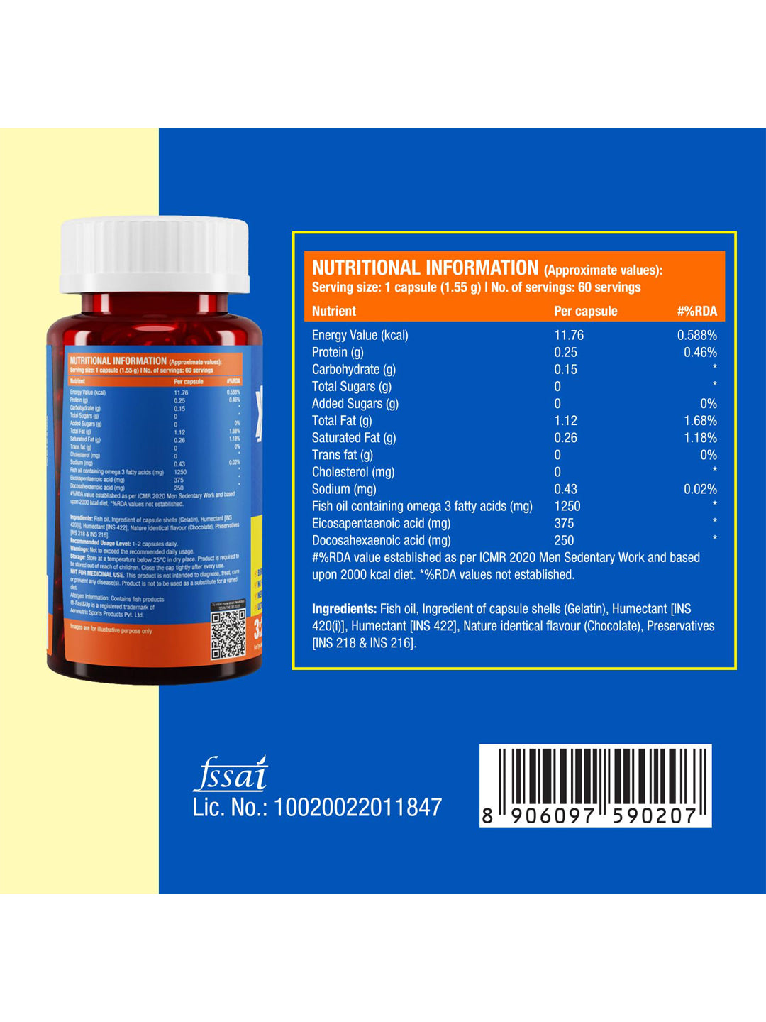Fast&Up Omega 3 Fish Oil Softgels 60 Capsules