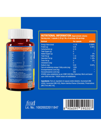 Fast&Up Omega 3 Fish Oil Softgels 60 Capsules