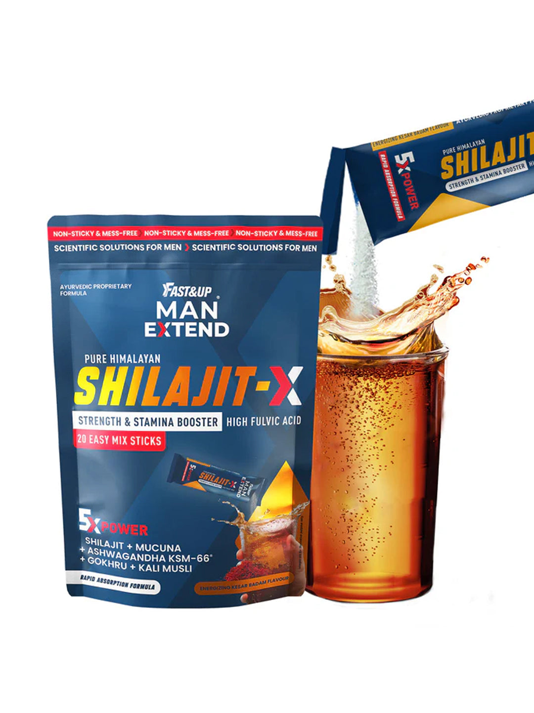 Fast&Up Pure Himalayan Shilajit Energizing Kesar Badam 20 Sticks
