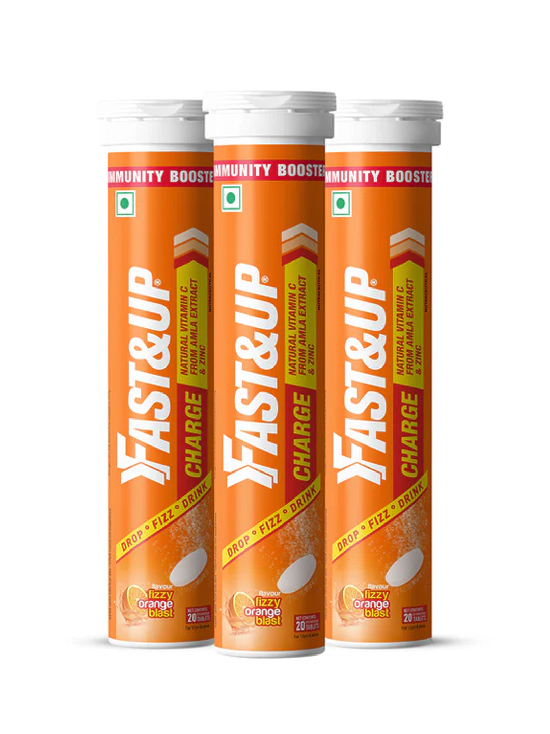 Fast&Up Natural Orange Immunity Booster Effervescent 60 Tablets (Pack of 3)