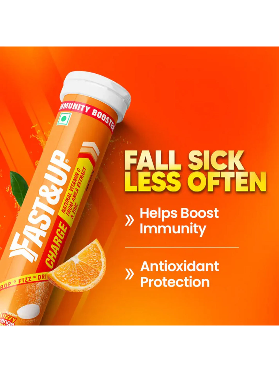 Fast&Up Natural Orange Immunity Booster Effervescent 60 Tablets (Pack of 3)
