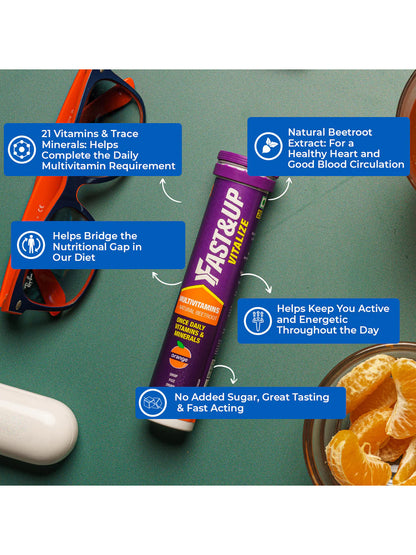 Fast&Up Orange Multivitamins for All Day 60 Energy Tablets (Pack of 3)