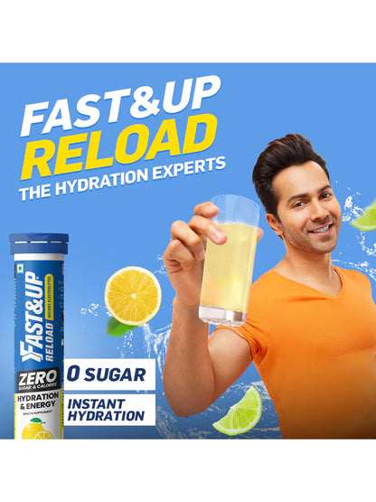 Fast&Up Drink Lime & Lemon Reload Zero Sugar Instant Hydration 100 Effervescent Tablets (Pack of 4)