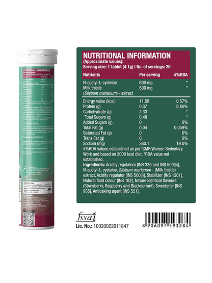 Fast&Up Mixed Berry Daily Lung Cleanser Effervescent 60 Tablets (Pack of 3)