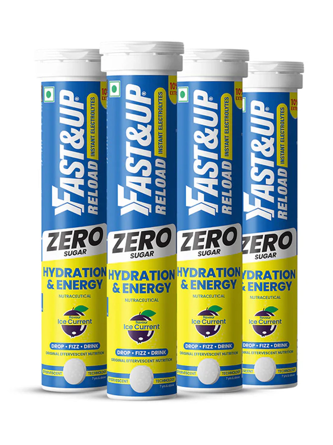 Fast&Up Ice Current Reload Zero Sugar Effervescent 88 Tablets (Pack of 4)