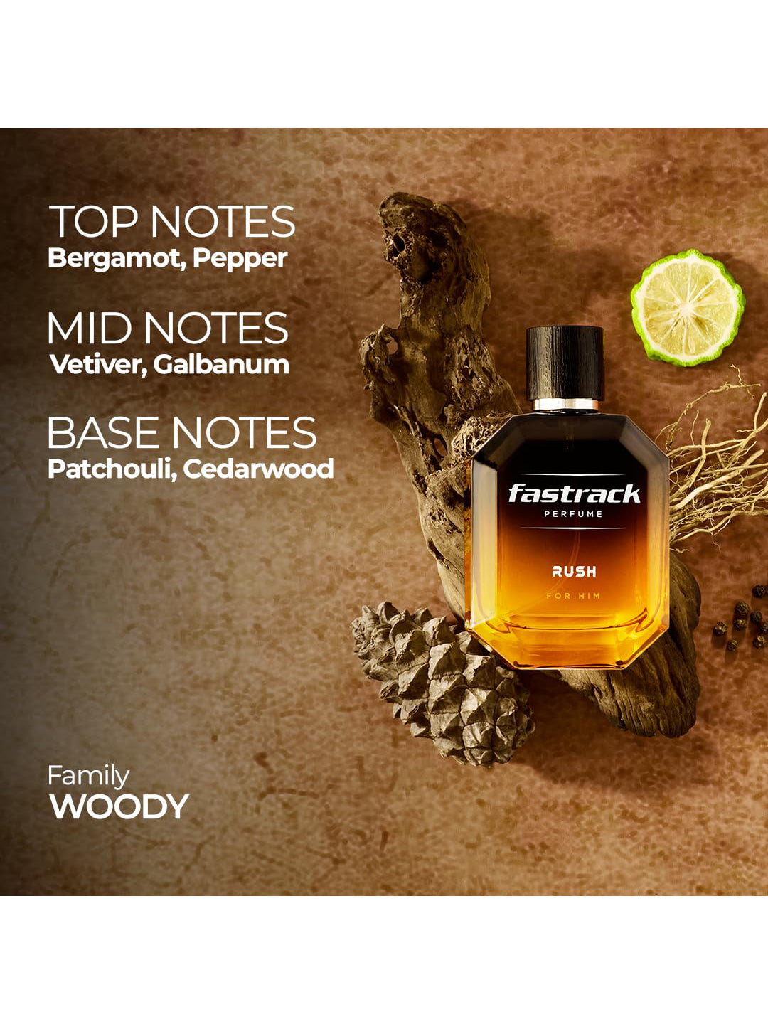 Fastrack Rush Eau De Parfum for Men Woody Musk Long Lasting Fragrance (100ml)