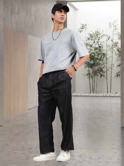 House Of Koala Black Premium Denim Gurkha Trousers with Double Pleated Front