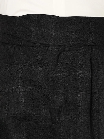 House Of Koala Black Premium Chequered Gurkha Trousers with Double Pleated Front