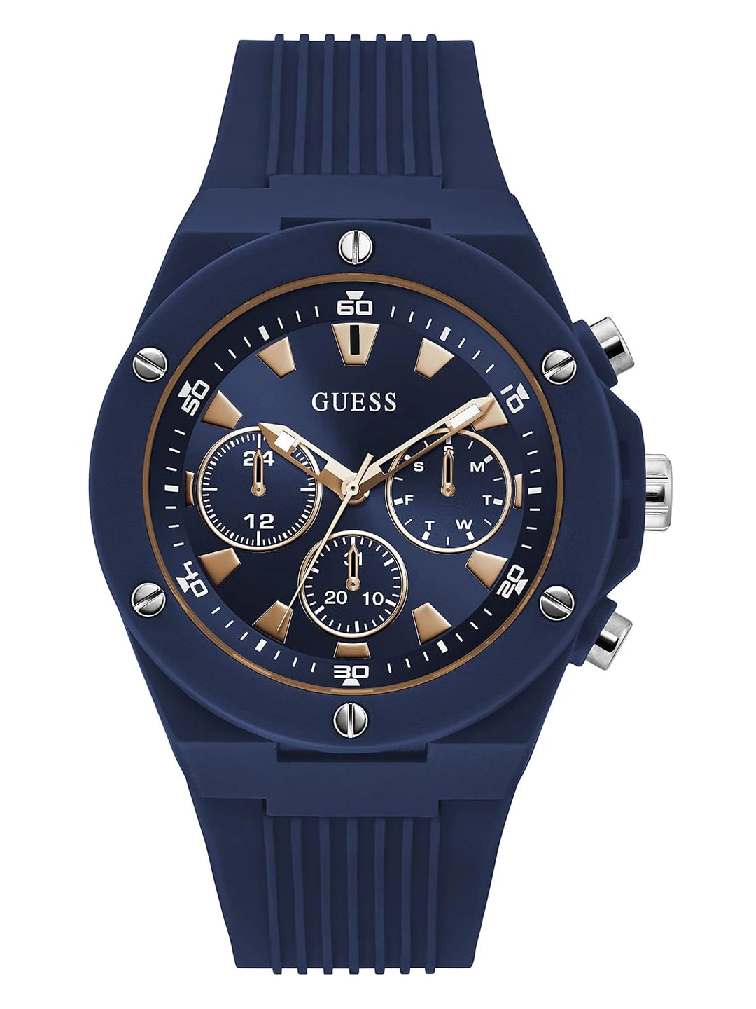 Guess Round Blue Dial Analog Watch - GW0268G3