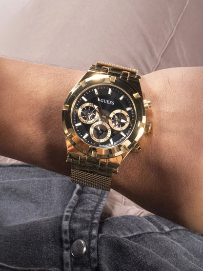 Guess Round Black Dial Analog Watch - GW0582G2