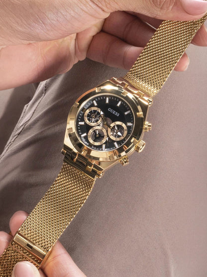 Guess Round Black Dial Analog Watch - GW0582G2