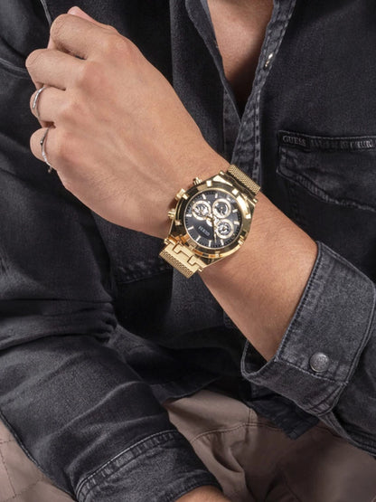Guess Round Black Dial Analog Watch - GW0582G2