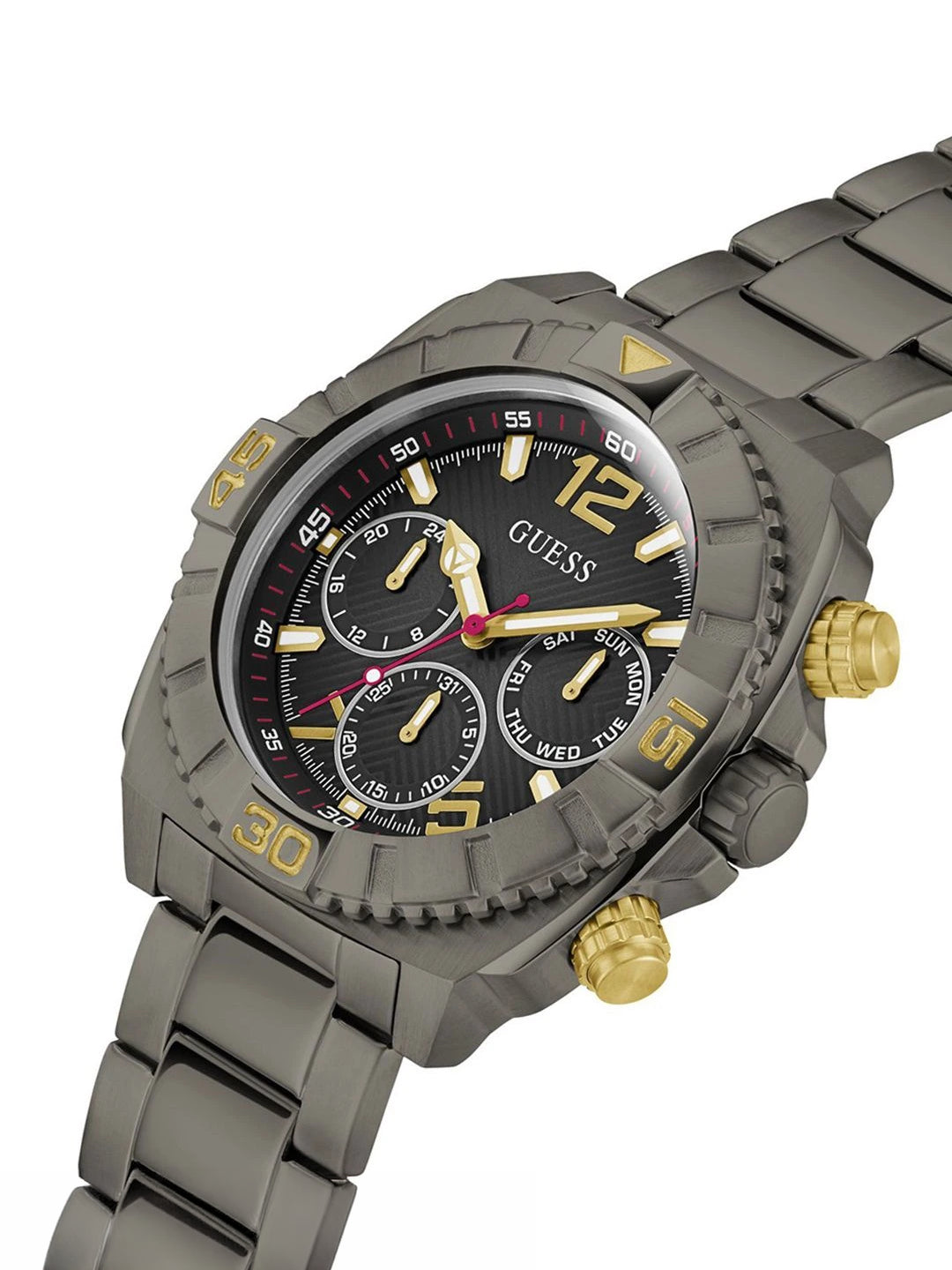 Guess Round 44mm Black Dial Analog Watch - GW0800G2