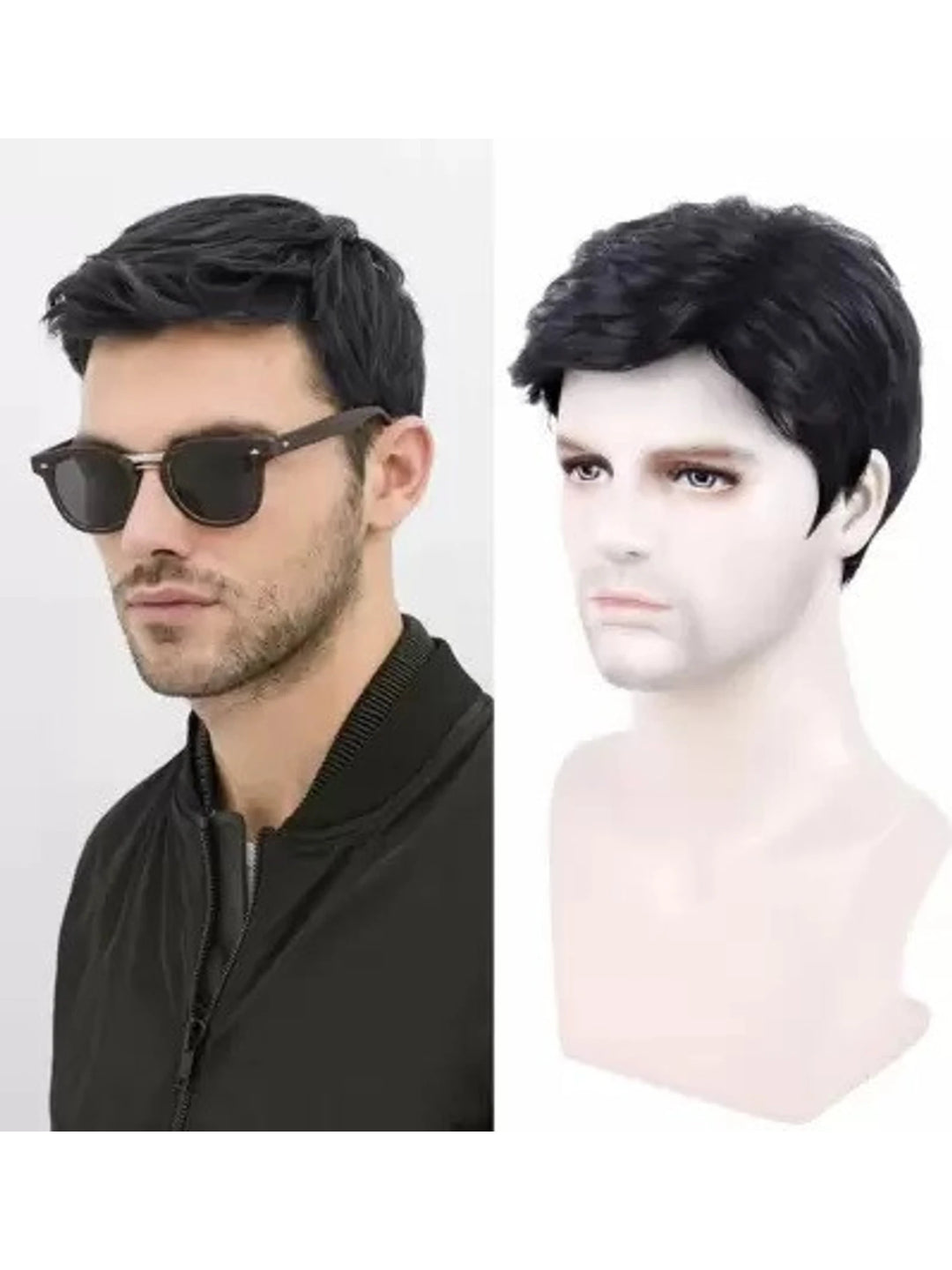 CRIBE Brown 6 Inch Full Head Synthetic Hair Wig for Men